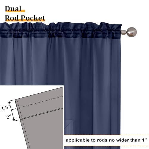 Aiyufeng Sheer Navy Blue Curtains 84 inch Length 2 Panels Set, Airy Soft-Touching Rod Pocket Voile Drapes for Living Room/Bedroom, Each 40W x 84L