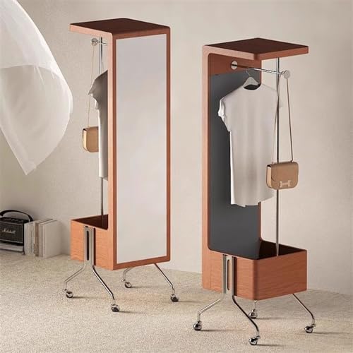 Full-Length Mirror Household Floor-Standing Full-Length Mirror Multi-Functional Storage Coat Rack Bedroom Movable Dressing Mirror Full Length Floor Mirro (B)