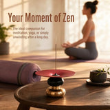 Brass Metal Incense Holder - One - Press Eject for Meditation, Yoga & Home Decor (Rose - Brown, Round)