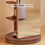 Floor-Standing Solid Wood Rotating Coat Rack，360° Rotating Wood Coat Rack with Full Length Mirror 2 in 1 Floor Mirrors and Coat Rack for Living Room Bedroom and Cloakroom