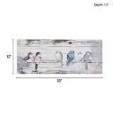 Madison Park Perched Birds Wall Art Living Room Décor - Hand Painted Wood Plank, Home Accent Farmhouse Bathroom Decoration White/Grey,30"W x 12"H x 1.5"D