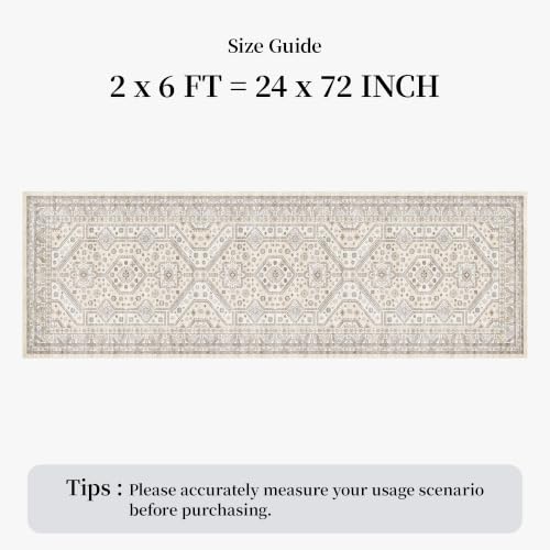 2x6 Hallway Runner Rug: Washable Non-Slip Boho Kitchen Floor Mat