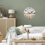 XFM Farmhouse Wall Clock Battery Operated 10 Inch Silent Non-Ticking Wooden Wall Clocks Country Flower Field Clock for Kitchen Living Room Bedroom Decor
