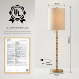 Buffet Lamps Set of 2, 28.5" Tall Brass Finish Lamps for Entryway, Hallway, Console Table, Dining Sideboard or Living Room, UL Certified with Pull Chain, Linen Shade, Urban Luxury Style