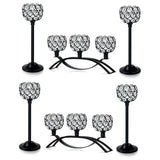 Crystal Tealight Candle Holder Centerpiece Home Decorative Candlestick Holder Elegant Table Centerpiece Home Decor Wedding Party Anniversary (Black, Set of 6)
