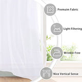 Hiasan White Sheer Curtains 84 Inches Long with Tiebacks, Light Filtering Semi Transparent Lightweight Voile Grommet Window Curtains for Bedroom, Living Room, W52 x L84, Set of 2 Drape Panels