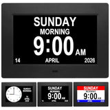 Digital Calendar Alarm Day Clock for Senior, Dementia Clock with HD Screen, Remote Control, Adjustable Brightness, Multiple Alarm Options, Alarm Clock Ideal for Alzheimers & Memory Loss