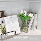 Puransen Clear Book Flower Vase - Floral Bookshelf Decor, Acrylic Flower Holder & Space-Saving Organizer, Modern Home Office/Study Desk Minimalist Aesthetic (Not Including Flowers)