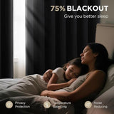 Joydeco Blackout Curtains for Bedroom,Black Out Curtains 84 Inch Long, Black Drapes with Grommets, Noise Reducing Energy Saving Thermal Insulated & Wrinkle-Free Drapes for Living Room, 2 Panels