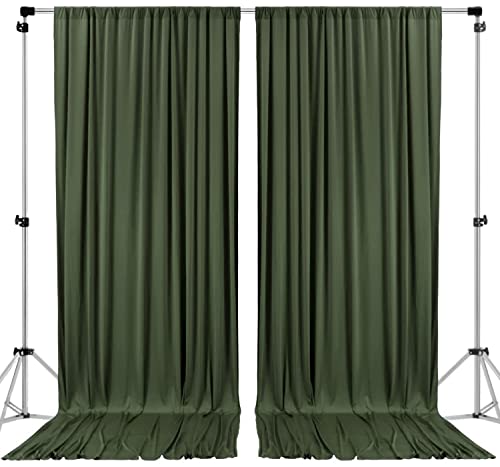 AK TRADING CO. 10 feet x 8 feet IFR Polyester Backdrop Drapes Curtains Panels with Rod Pockets - Wedding Ceremony Party Home Window Decorations - Olive Green