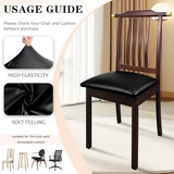 Pu Leather Dining Chair Seat Covers Set of 4, Waterproof Dining Seat Covers Stretch Chair Covers for Dining Chairs/Kitchen Room/Hotel, Odorless Seat Covers for Kitchen Chairs (Black - 4 PCS)