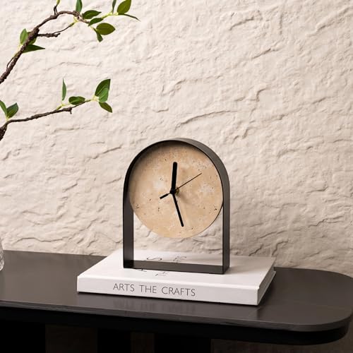Natural Travertine Stone Wabi-Sabi Style Decorative Minimalist Desktop Clock