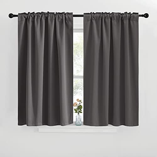 NICETOWN Blackout Window Curtains for Camper - (Grey Color) 42x40 Inch, 2 Panels Set, Thermal Insulated Room Darkening Blackout Drapes/Draperies with Rod Pocket & Back Tab for Loft
