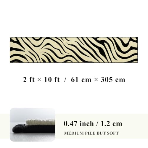 Zebra Hallway Runner Rug 2×10: Modern Washable Non Slip Kitchen Rug