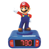 LEXiBOOK, Super Mario, Mario Nightlight Alarm Clock, Sounds and Melodies, LCD Backlit Screen, Luminous, Snooze, Red/Blue, RL800NI