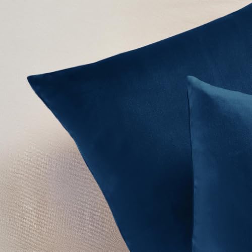 VAKADO 20X20 Navy Throw Pillow Covers Dark Blue Decorative Velvet Pillowcases Soft Solid Square Home Decor for Couch Sofa Bedroom Car Set of 2