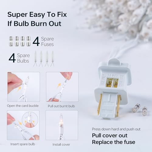 100 Count Clear Christmas Lights White Wire,23Feet Incandescent Clear Mini Lights, Connectable Indoor Outdoor Christmas Tree String Lights, Birthday, Holiday, Party, Wedding, Xmas,Warm White