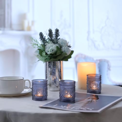 24 Pcs Navy Blue Votive Candle Holders for Christmas Table Centerpieces,