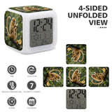Golden Monkey 7 Color Changing Alarm Clock Adults Cube Digital Night Light with Calendar Temperature Display Wake Up LED Alarm Clock for Bedroom Office Bedside Desk