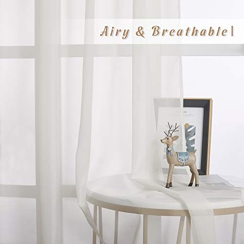 NICETOWN Sheer Curtains for Bedroom Windows 84 inch Length, Grommet Casual Voile Sheer with Light Filter Window Treatments for Nursery/Living Room, Beige, Set of 2, 54" Wide