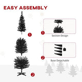 HOMCOM 6' Artificial Pencil Christmas Tree, Slim Xmas Tree with 390 Realistic Branch Tips and Plastic Stand, Black