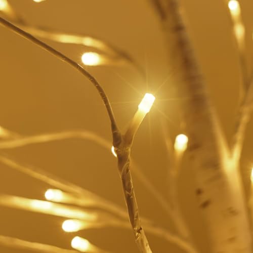 2Pack Lighted Birch Tree with 144 Warm White Lights, 8 Modes Prelit White Artificial Christmas Trees with Timer for Holiday Indoor Outdoor Decor Garden Wedding Party Bedroom Decoration