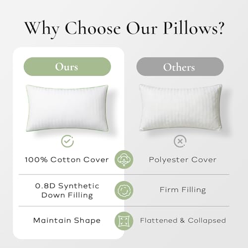 Ashler 12x20 Pillow Inserts, Set of 2, Synthetic Down Lumbar Pillow Inserts