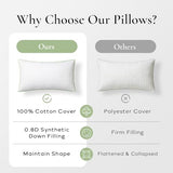 Ashler Home Deco Synthetic Down Pillow Inserts, 20x26 Down Alternative Throw Pillows Insert Sleeping Pillows with 100% Cotton Cover Decorative Pillow Stuffer for Sofa, Couch Bed(Set of 2, White)