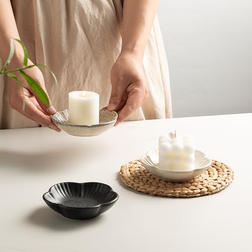 BEUNAIZER Ceramic Pillar Candle Holder Plate, Decorative Candlestick Holder