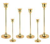 Taper Candle Holder Set of 6, Brass Gold Tall Candlestick Holders