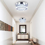 7.9" K9 Crystal LED Chandelier Flush Mount Ceiling Light, Cool White | K9 crystal 7.9“ in low-profile flush mount cool white LED for hallway foyer closet bedroom indoor hardwired