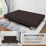 Easy-Going Stretch Futon Slipcover Armless Sofa Cover Furniture Protector Without Armrests Slipcover Soft with Elastic Bottom for Kids, Spandex Jacquard Fabric Small Checks(futon,Chocolate)