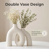 CEMABT Modern Nordic Boho Vase Set - Elegant Beige Matte Ceramic Vase for Living Room, Bookshelf, Mantel, Entryway Table & Console Decor | Home Decor Shelf Decorations Easter Gift
