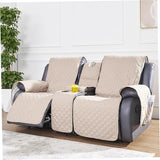 Loveseat Recliner Cover with Console, Waterproof Non-Slip Recliner Cover with Elastic Straps, Sofa for Double Reclining Sofa Furniture Protector for Kids, Pets