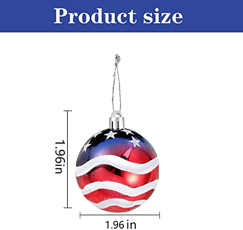 Iceyyyy 16 Pcs Independence Day Ball Ornament - 4th of July Patriotic Hanging Ball Decoration American Flag Ornament for Independence Day, Christmas Tree, USA Themed Party Supplies (16)