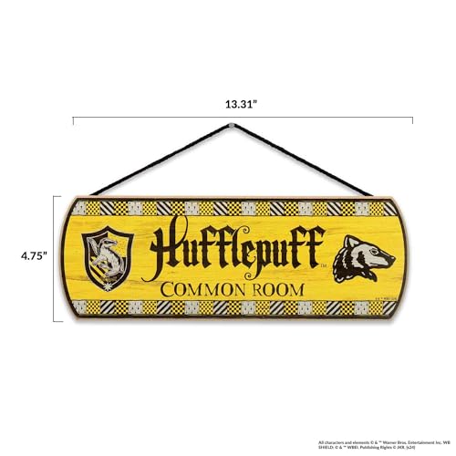 Harry Potter Hufflepuff Common Room Hanging Wood Wall Decor - Fun Hufflepuff Sign for Teen Bedroom or Movie Room
