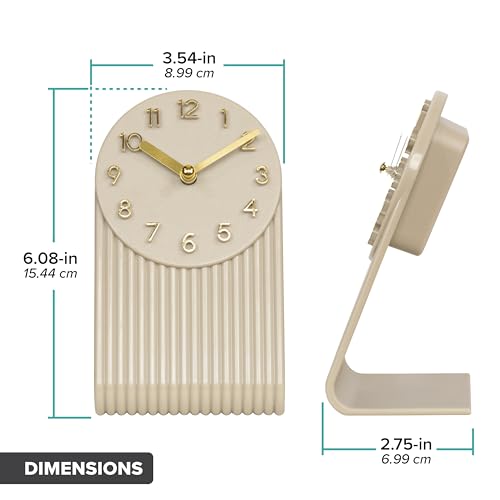 La Crosse Clock 437-3015SW Grooves Quartz Analog Tabletop Clock - Soft White