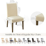 MOSAYT 100% Waterproof Dining Room Chair Covers Set of 4, Super Fit Stretch Jacquard Parson Chairs Slipcovers Removable Washable Chair Seat Protectors for Home, Kitchen, Banquet (Beige)