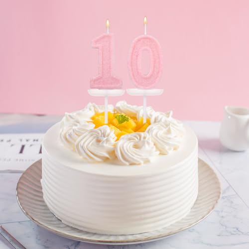 Pink Number One Birthday Candles, Romantic Cake Glitter Pink Number 1st Candles Anniversary Cake First Topper Decoration Cute Birthday Party Supplies for Wedding Anniversary Celebration Supplies (1)
