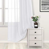 DWCN White Sheer Curtains Linen Look Semi Transparent Voile Grommet White Curtains for Living Dining Room Drapes 52 x 84 Inch Long, Set of 2 Panels