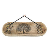 VANIYA CRAFTS® Wooden Handmade Tree of Life Design Boat Shape Incense Holder Stand Insence Tray for Home Decor Restaurant (11X4, Natural Black)