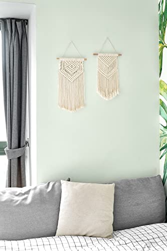 Dahey Small Macrame Wall Hanging 2 Pcs Woven Tapestry Wall Art Decor - Beautiful for Boho Home Bedroom Dorm College Classroom Decor, Apartment, Nursery, Party Decorations, 16.5" L x 10" W and 17.5"x 10"W