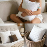 Qeils Quilted 18 x 18 Pillow Inserts Set of 2 White Throw Pillow Inserts with Soft Polyester Cover - Rectangle Square Sofa Quilting Pillow Inserts Decorative Pillow Insert White Couch Pillow