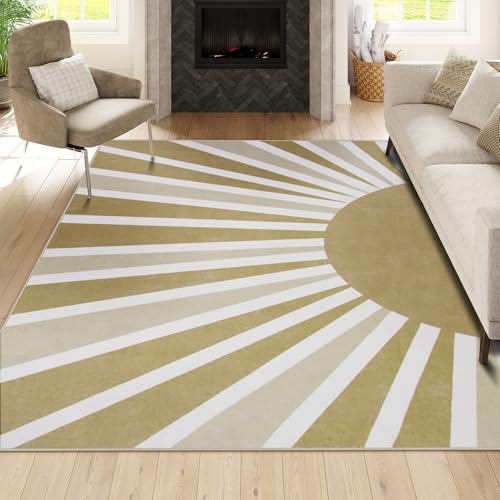 Lahome Khaki Rainbow Sun Washable Area Rug 9x12 for Living Room