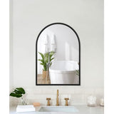 Arch Wall Mirror 20"x16" Large Black Bathroom Mirror Metal Frame Mirrors for Wall, Decoration Vanity Bedroom Entryway Living Room
