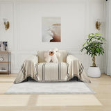 DREAMINGO Couch Cover for Armchair Reversible Chenille Chair Sofa Protector Washable Couch Cover Blanket for Living Room Striped Jacquard Recliner Furniture Slipcover 71"x71"