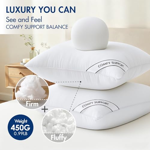 MIULEE 12x20 Pillows Inserts Pack of 2, Down Alternative Virgin Filling