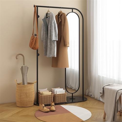 Full-Length Mirror Household Floor-Standing Coat Rack Full-Length Mirror Combination Bedroom Multi-Functional Rotating Fitting Mirror Full Length Floor Mirror (110cm)