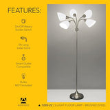 Adesso Floor Lamp with 5 Movable Shades & Adjustable Brightness, Brushed Steel Finish, Silver Perfect Lighting for Bedroom Decor, Beauty & Art Studio