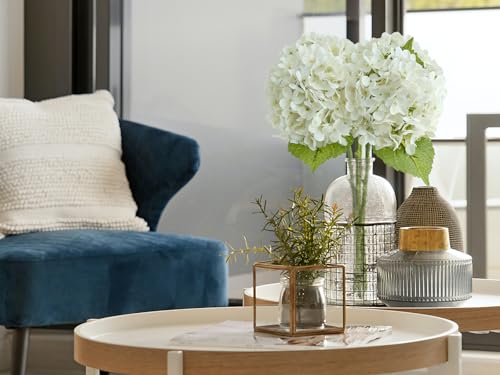 ZYTUYO 20 inches 4 Pcs Ivory White Real Touch Hydrangea Artificial Flowers Boho Lifelike Real Looking Latex Hydrangeas Flower with Long Stem for Home Decor Spring Table Centrepiece